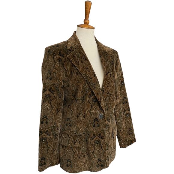 Vintage Y2K 90s Harve Benard Cotton Floral Damask Whimsigoth Blazer Size 10 - Picture 3 of 6